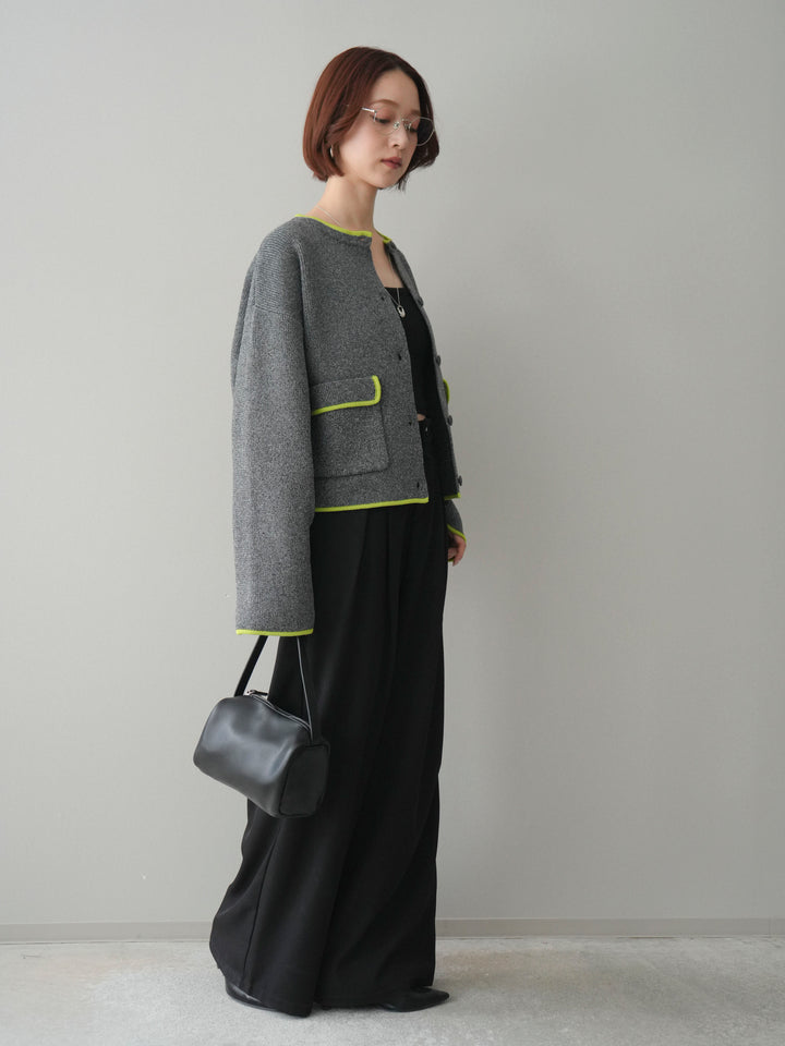 [予約]ウエストレースタックワイドパンツ/black