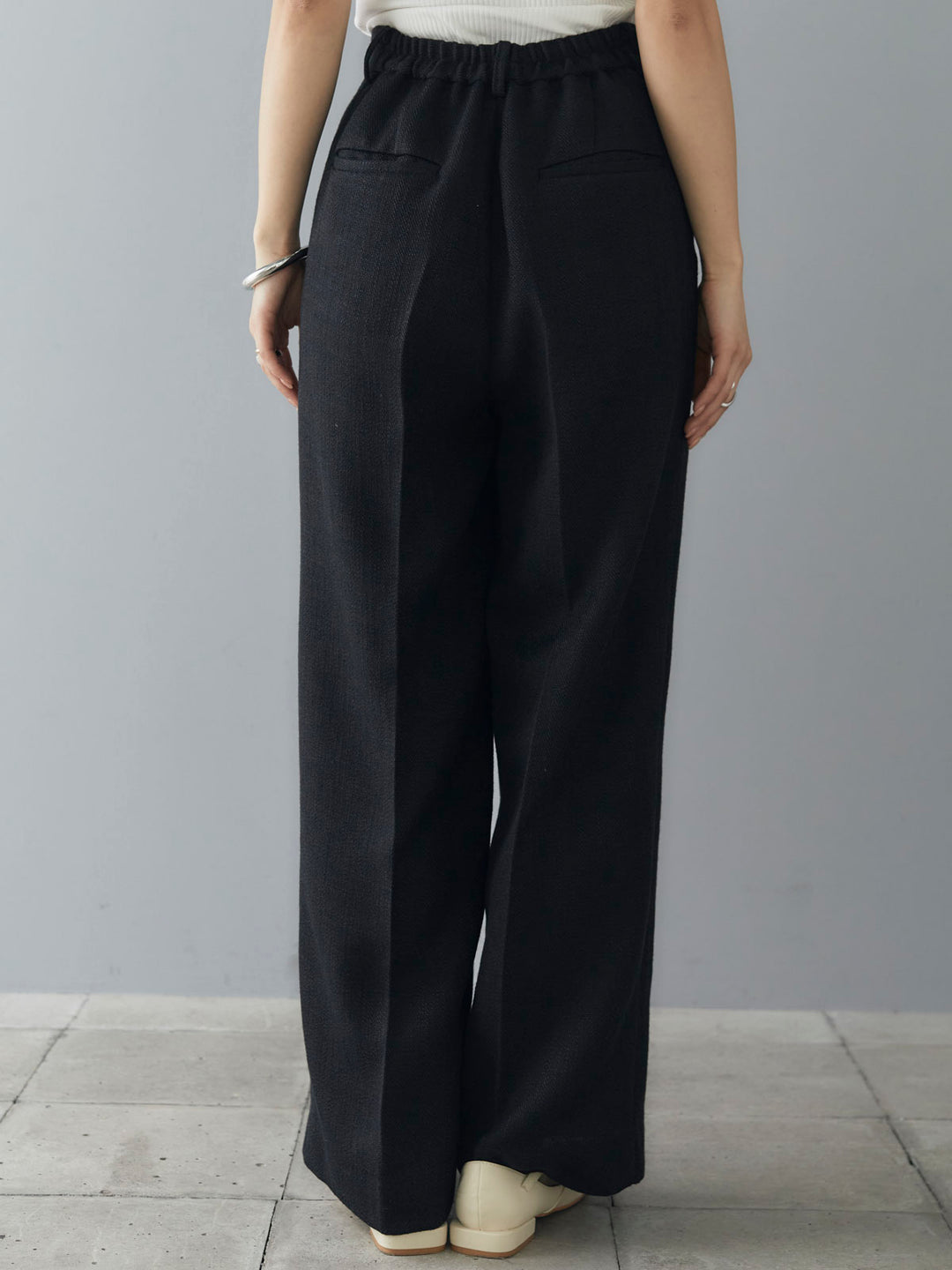 [Pre-order] Linen-touch wide pants/black