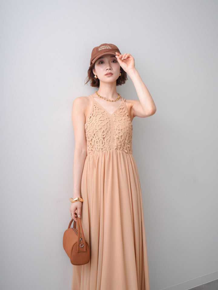 [SET]クロシェシフォンキャミワンピース+クロシェシフォンキャミワンピース(2set)
