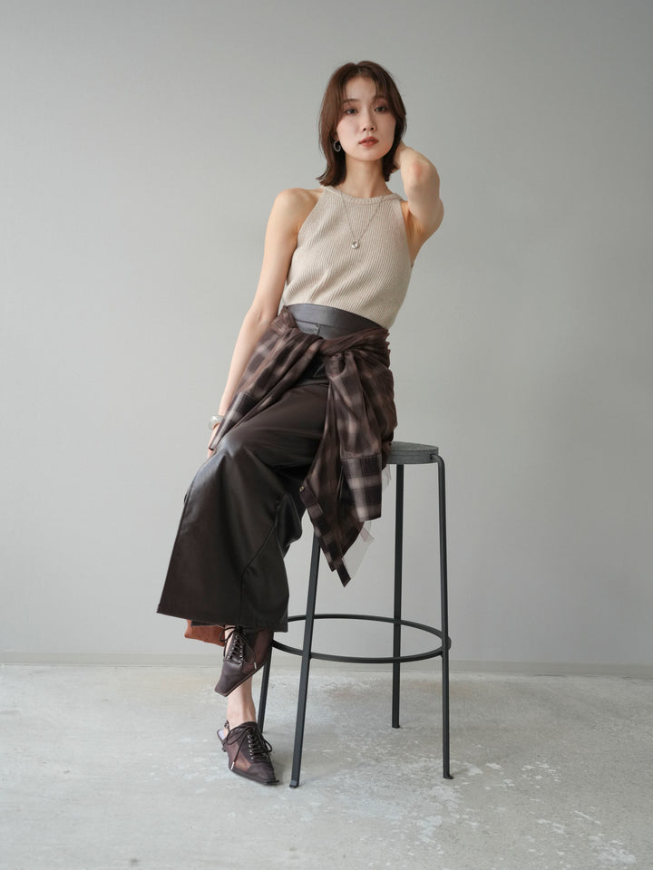 [予約]リブニットアメスリタンクトップ/ベージュ