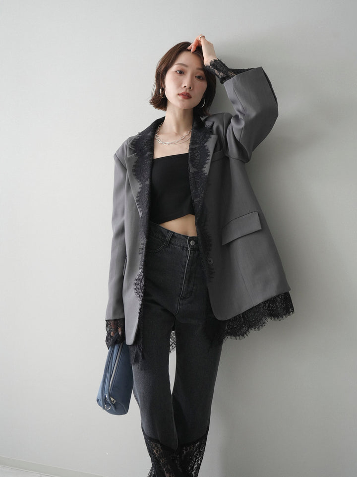 [予約]レースドッキングオーバージャケット/gray