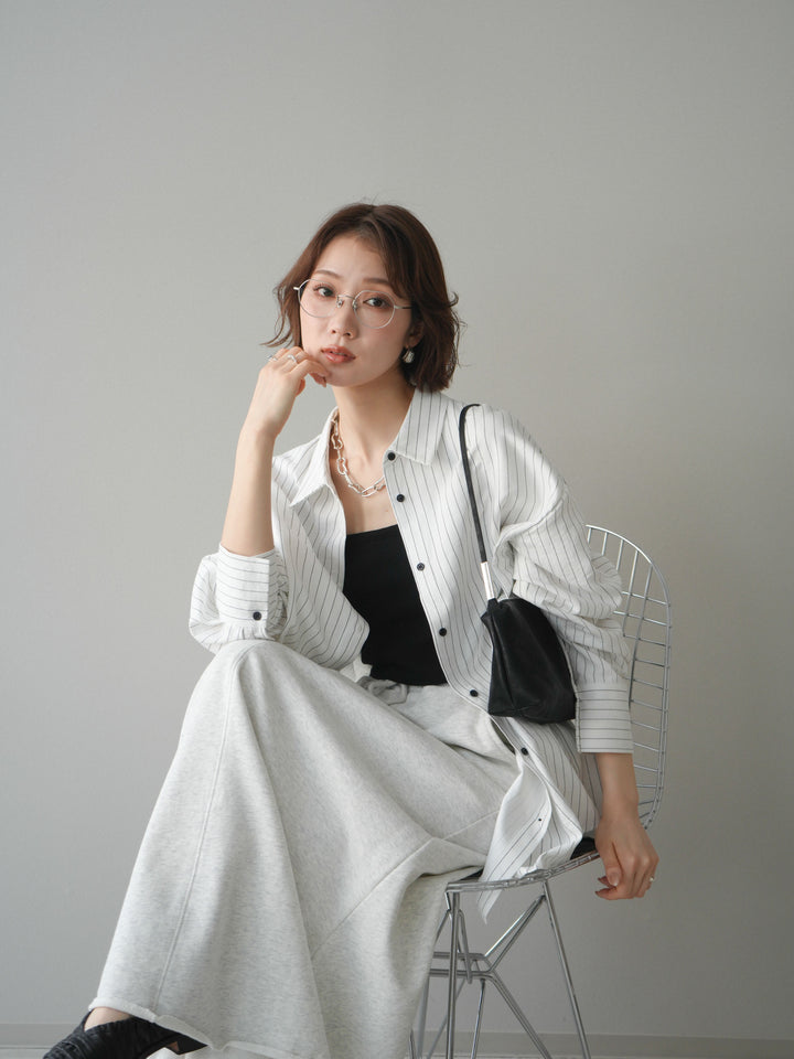 [予約]2WAYカシュクールストライプブラウス/white