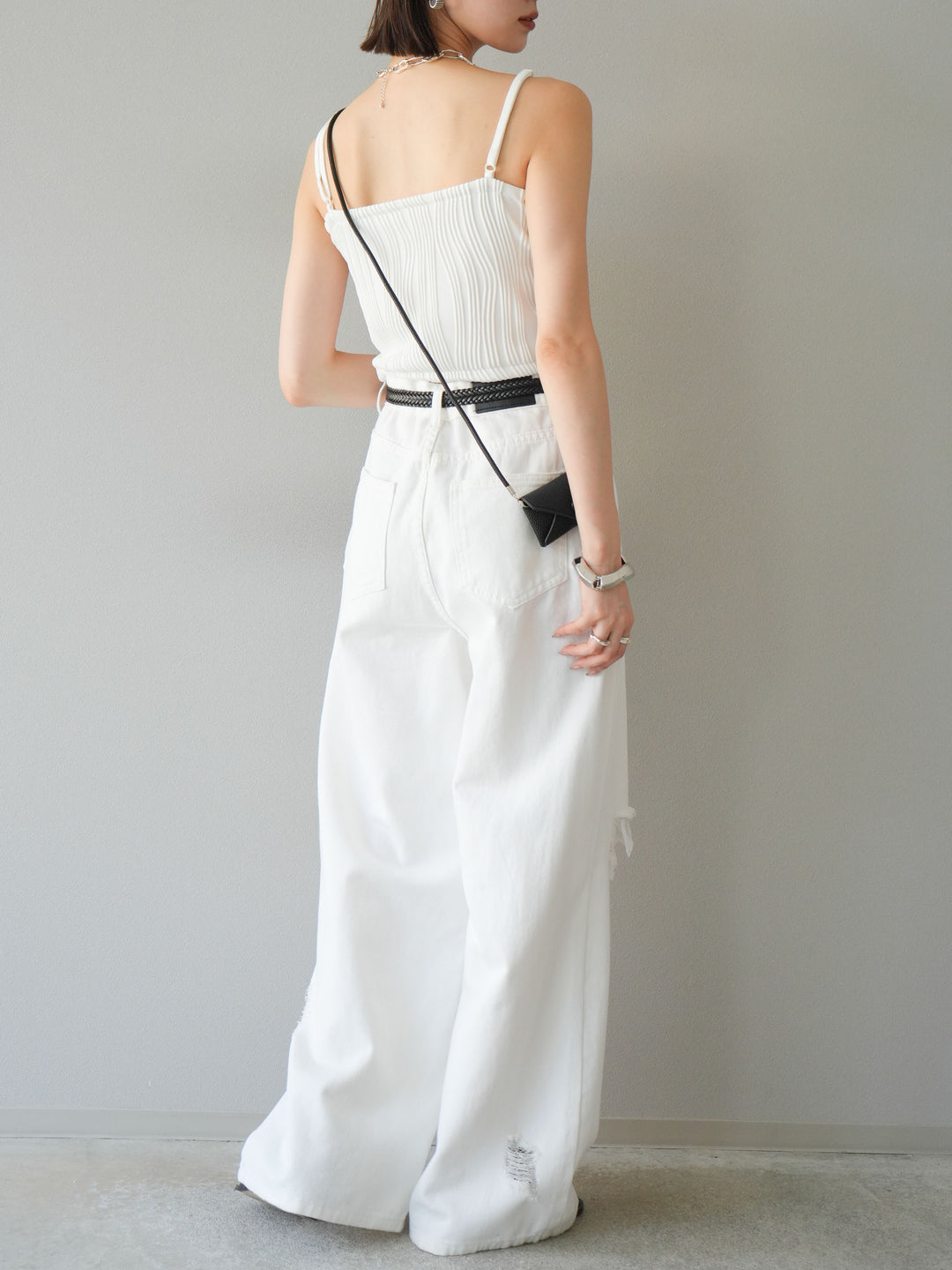 [SET]ウェーブパイピングカップ付ベアキャミソール+ウェーブパイピングカップ付ベアキャミソール(2set)