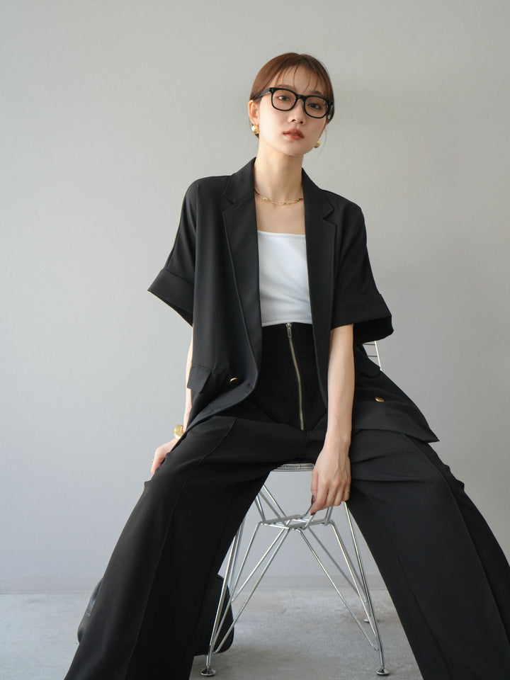 [預購] 金色紐扣半身夾克/黑色