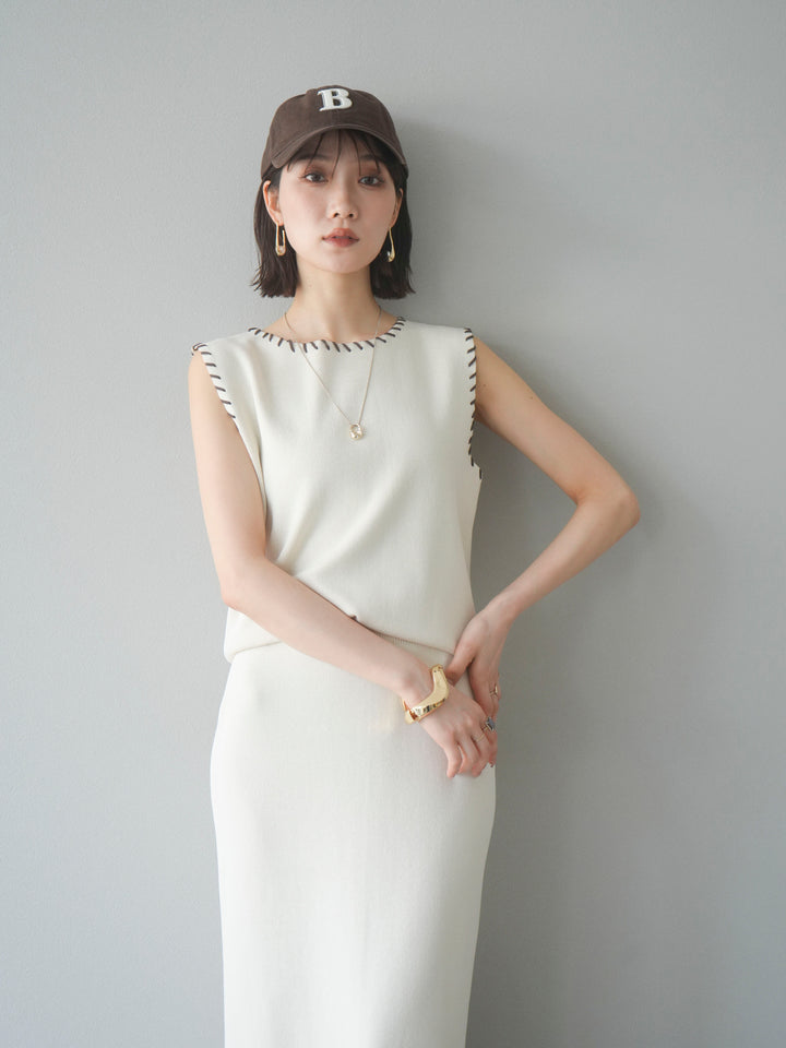 [SET] 亞麻手織套頭衫 + 亞麻手織緊身裙 (2 件套)