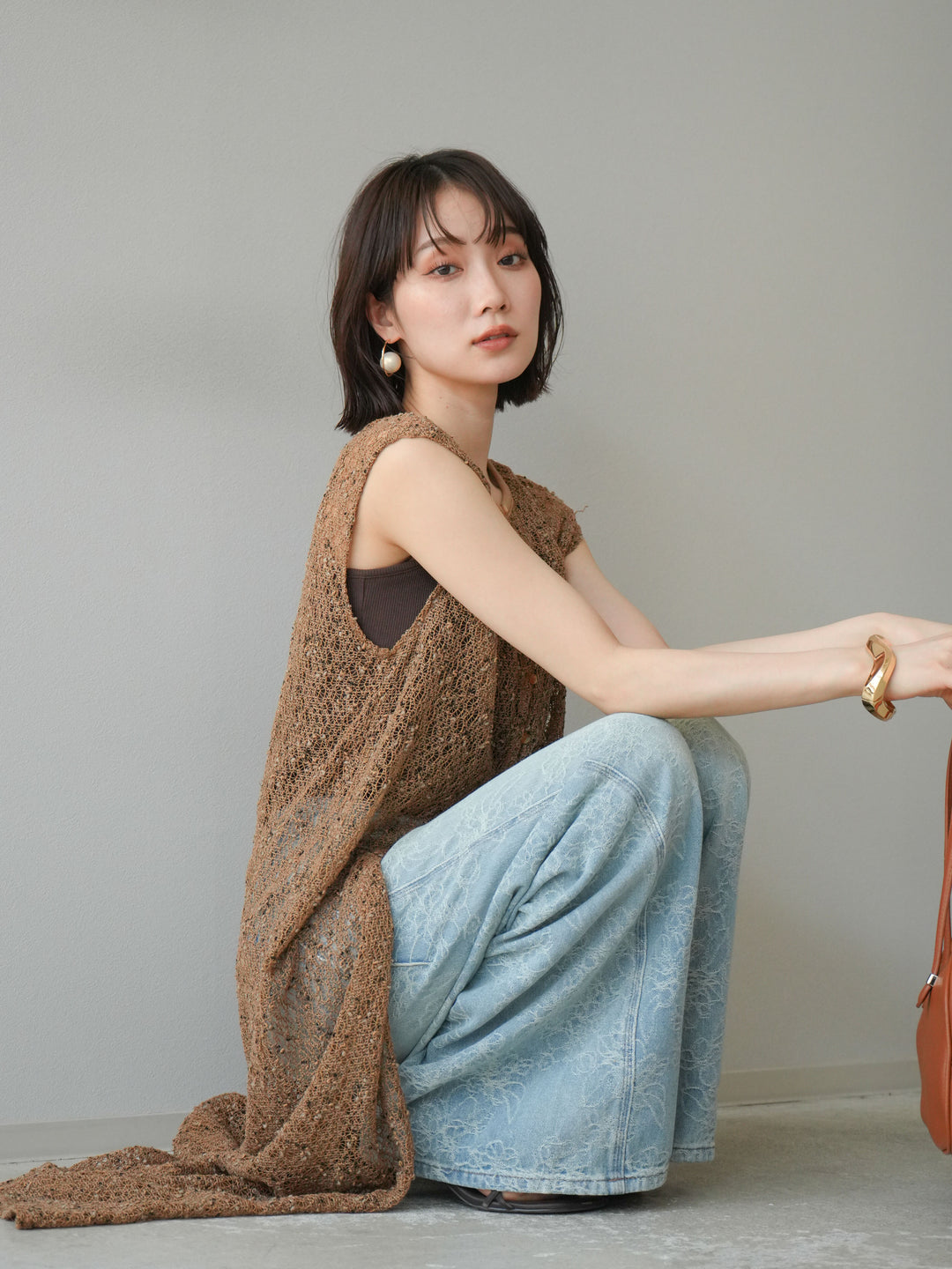 [予約]2WAYネップメッシュワンピース/ブラウン