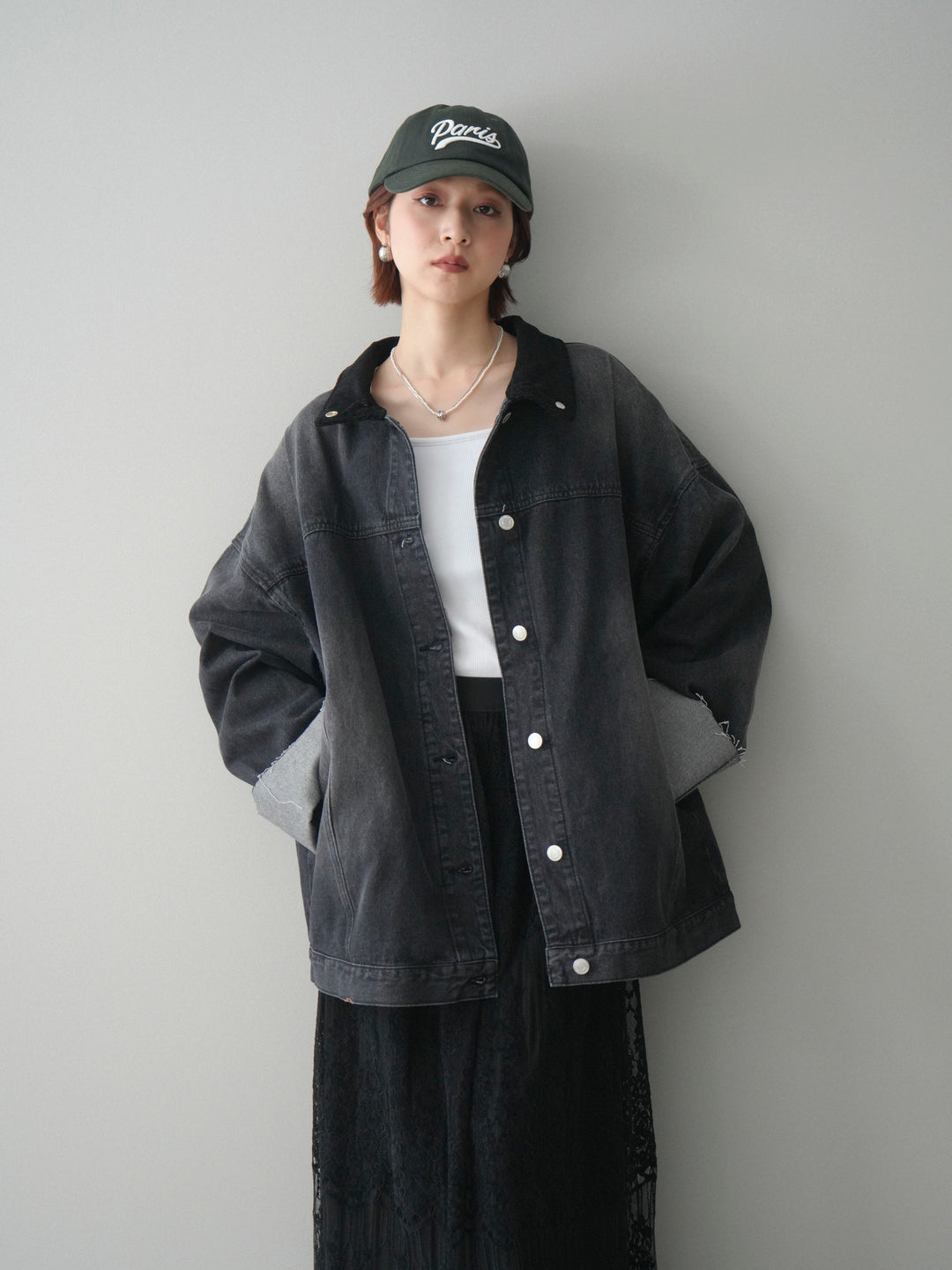 [予約]コーデュロイ×デニムミドルジャケット/gray