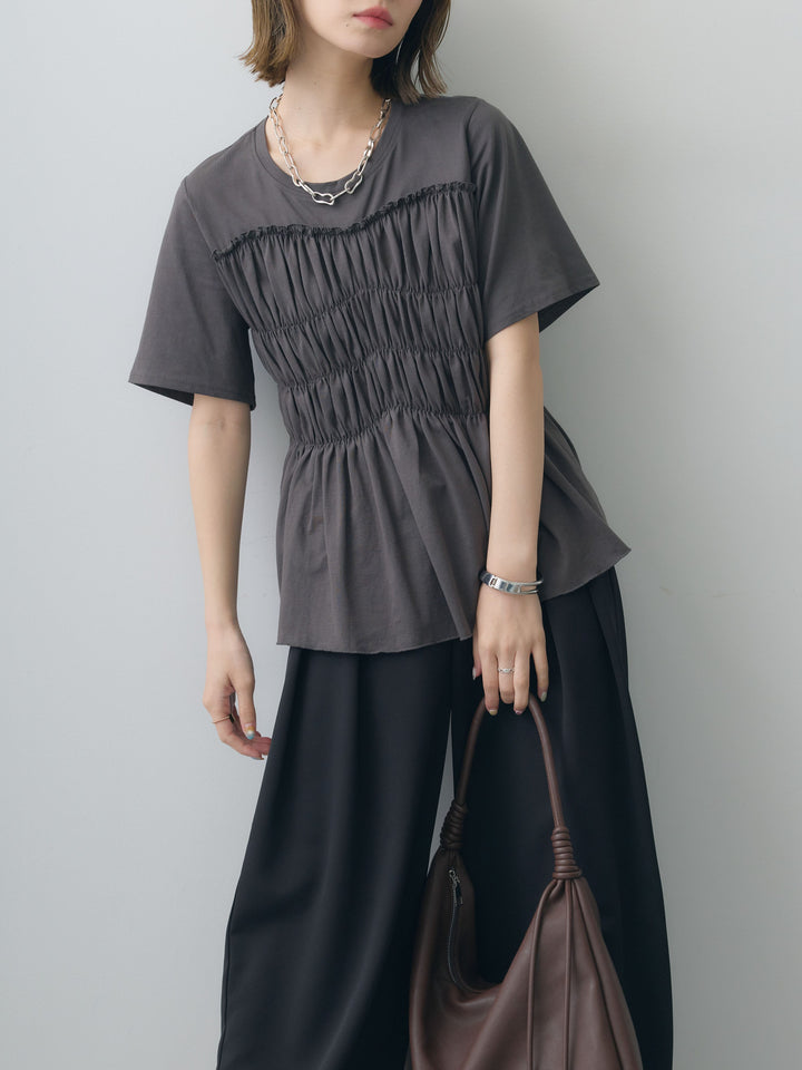[SET]クールタッチシャーリングTEE+クレープデシンタックワイドパンツ(2set)