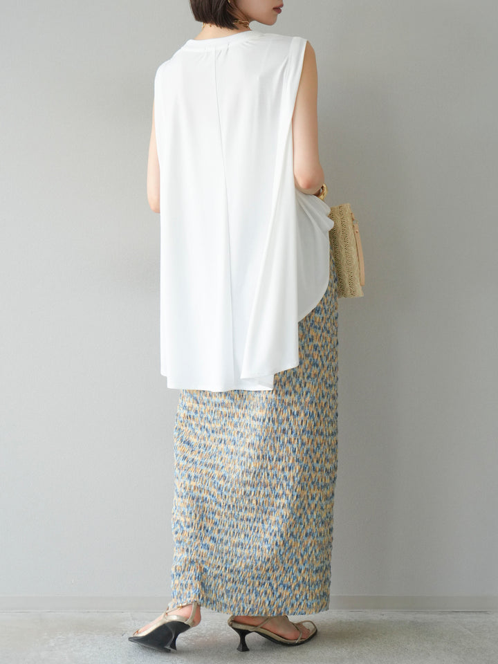 [予約]マルチカラーランダムプリーツタイトスカート/イエロー