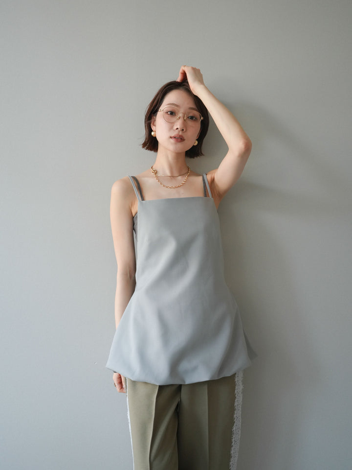 [SET]バックリボンバルーンチュニックキャミ+サイドレースポンチワイドパンツ(2set)