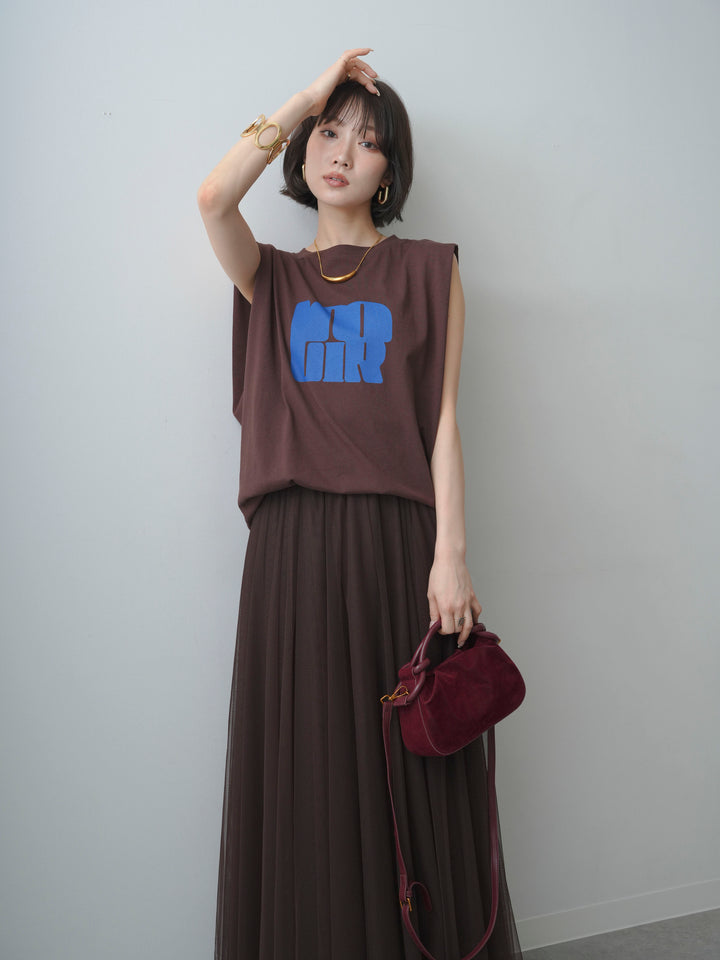 [予約]ショルダータックノースリーブオーバーTEE/brown