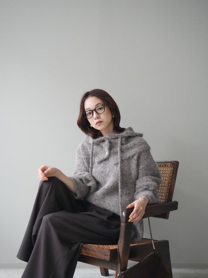 [SET]バラクラバSETニットプルオーバー+ベルトループデザインワイドパンツ(2set)