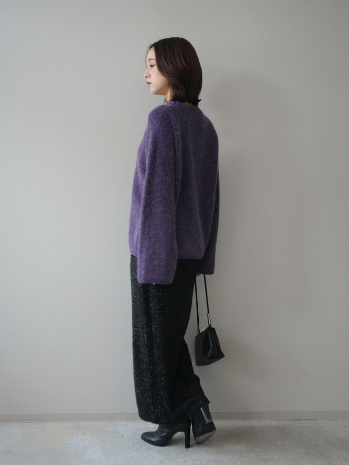 [SET]アンゴラタッチクルーネックニットプルオーバー+ラメシャギーフロントジップスカート(2set)