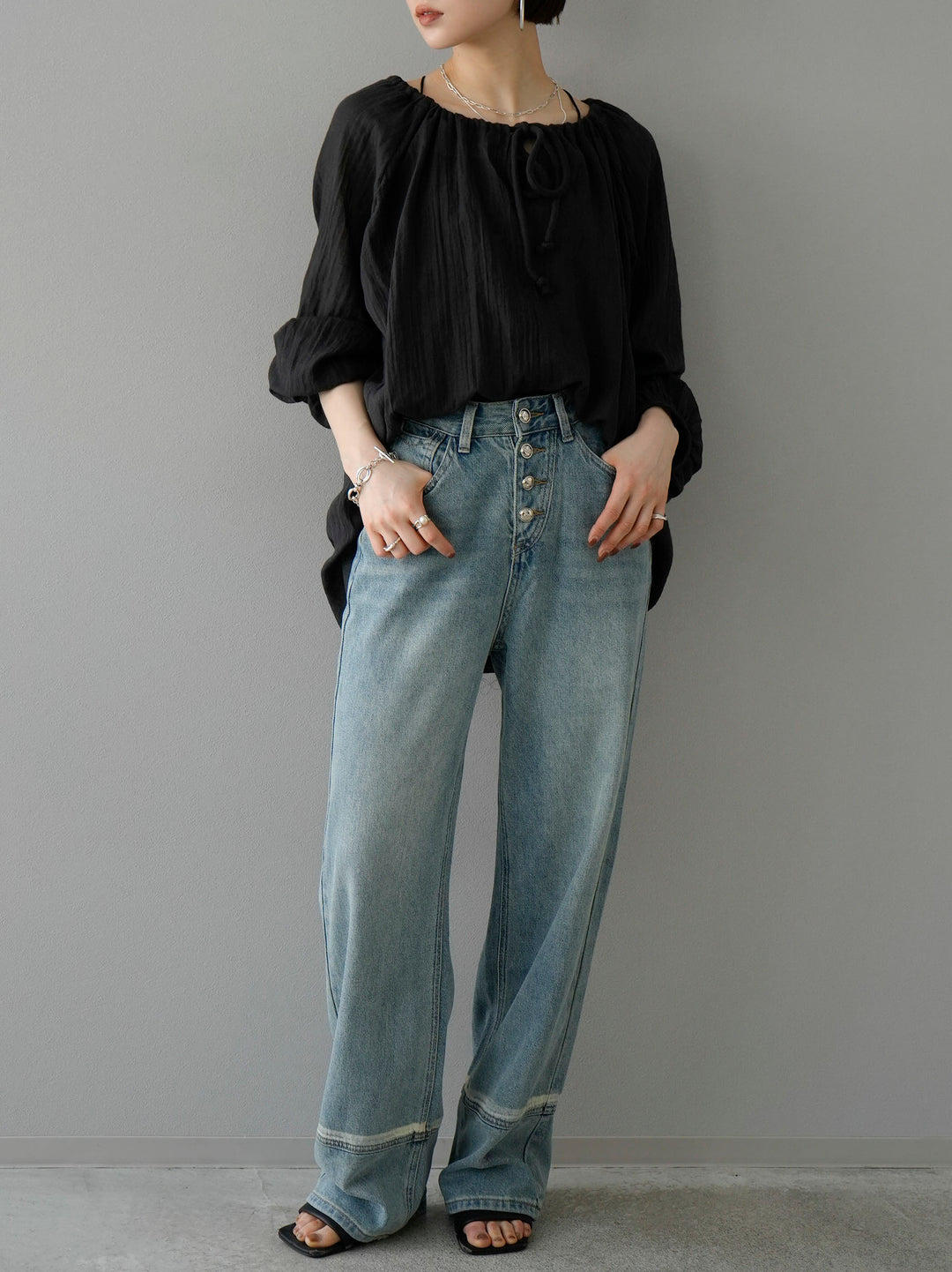 [Pre-order] Cotton voile blouse/black