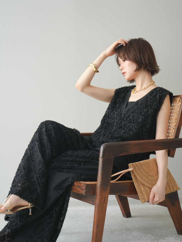 [SET]フリンジレイヤードVネックノースリーブ+フリンジレイヤードVネックノースリーブ(2set)