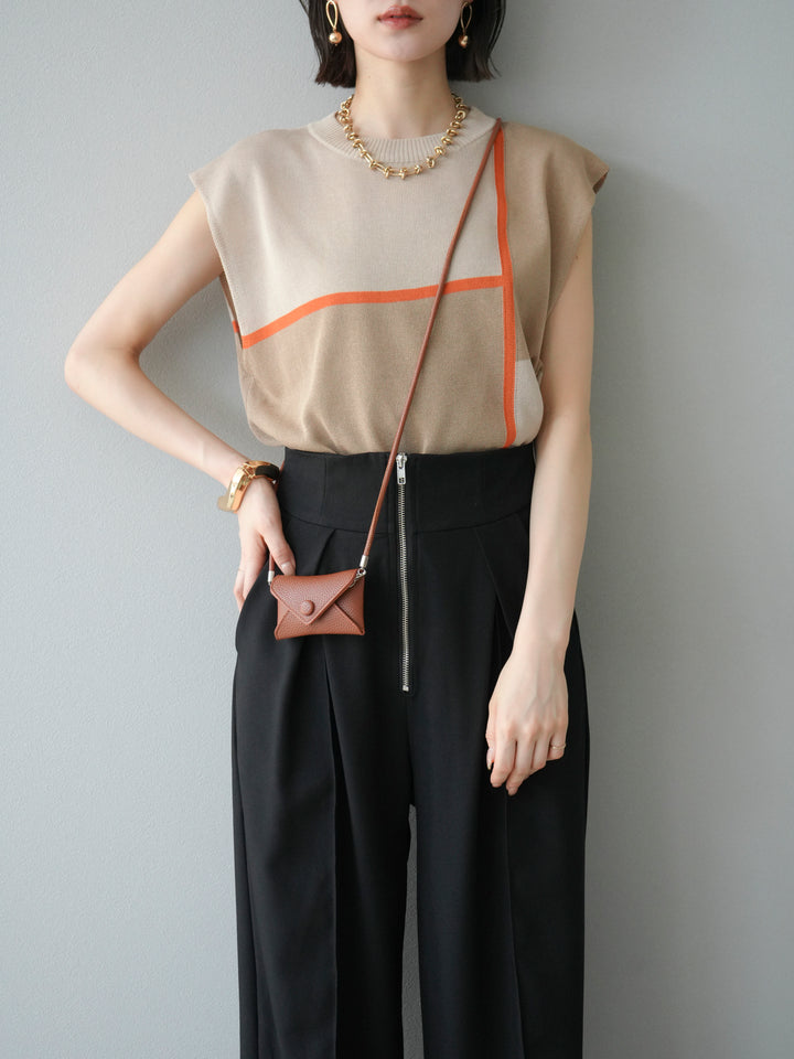 [SET] 同色系無袖針織套衫 + 可選飾品套裝（2 套）