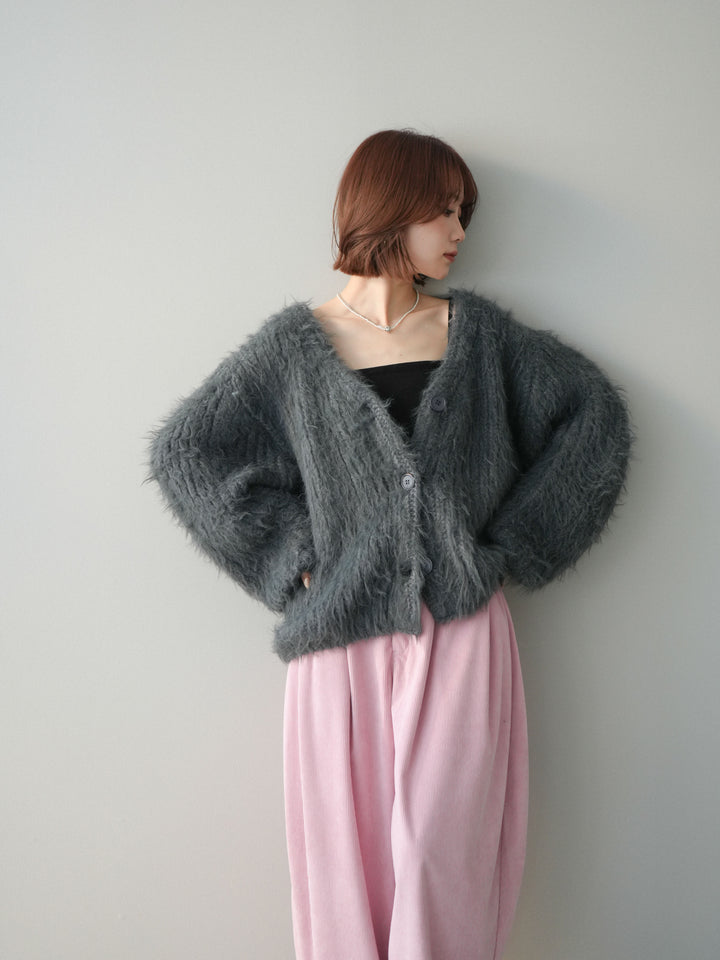 [SET]シャギーオーバーニットカーディガン+選べるアクセセット(2set)