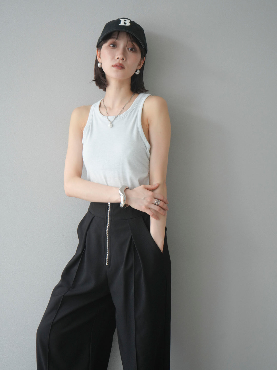 [予約]カップ付きラメアメスリブラトップ/オフ