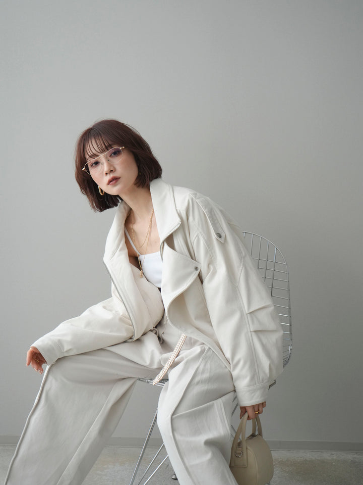 [SET]コーデュロイライダース裾レースブルゾン+選べるアクセセット(2set)