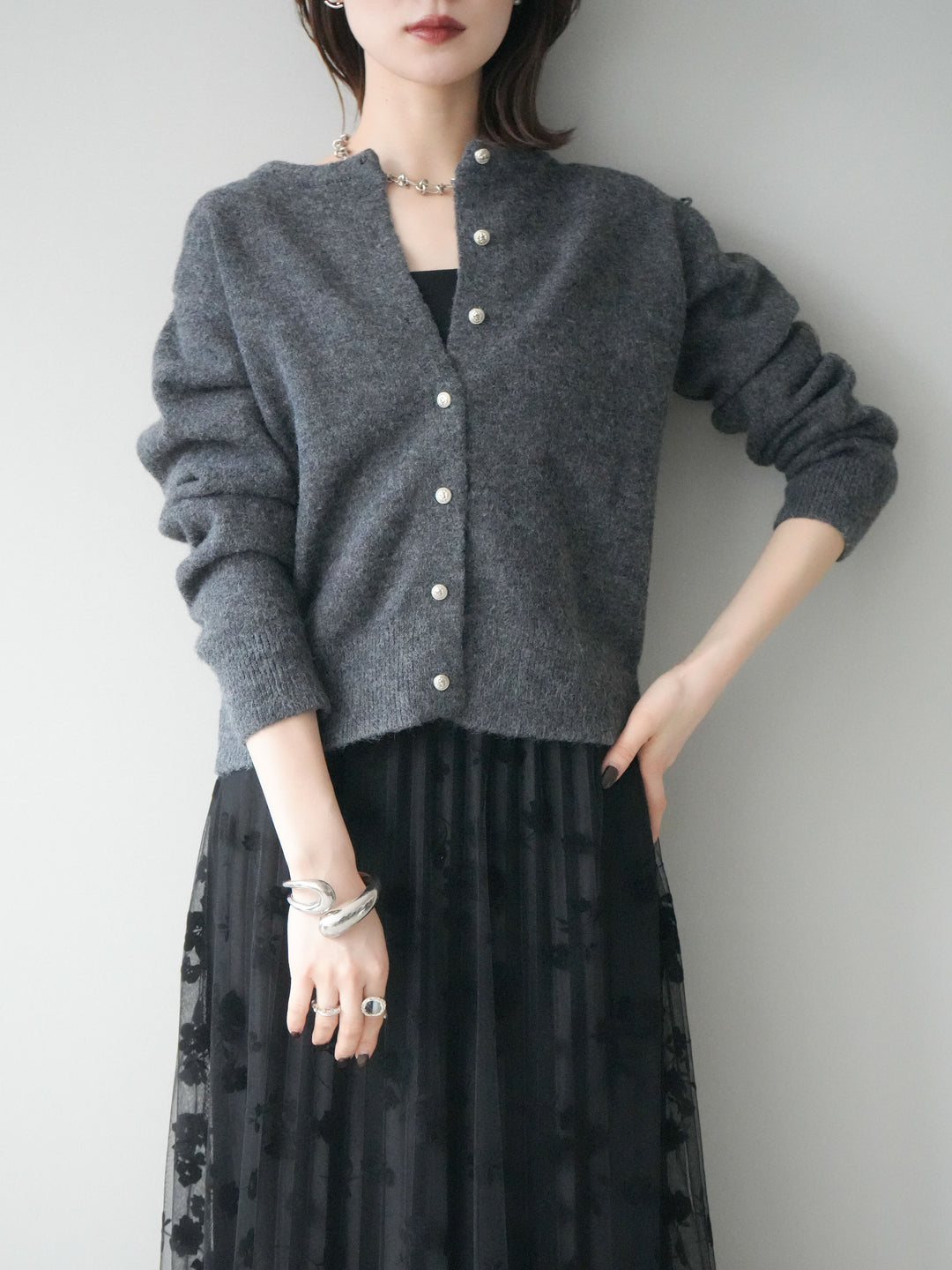 [SET]アンティークボタンニットカーディガン+アンティークボタンニットカーディガン(2set)