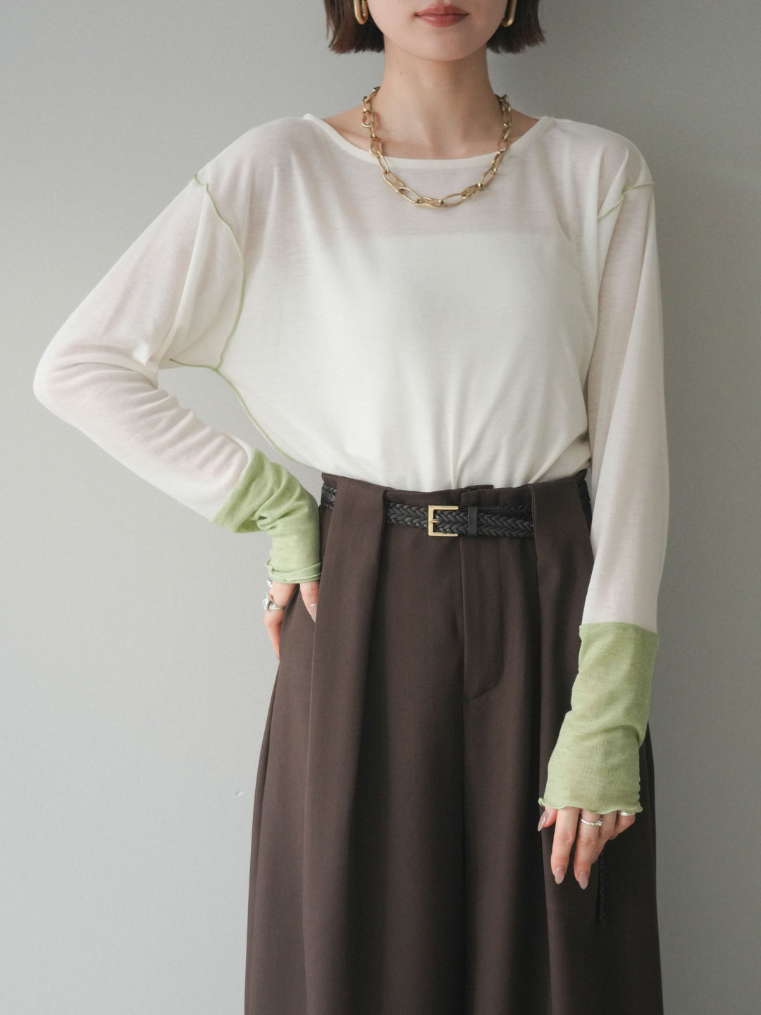 [SET]配色メロウトップス+配色メロウトップス(2set)