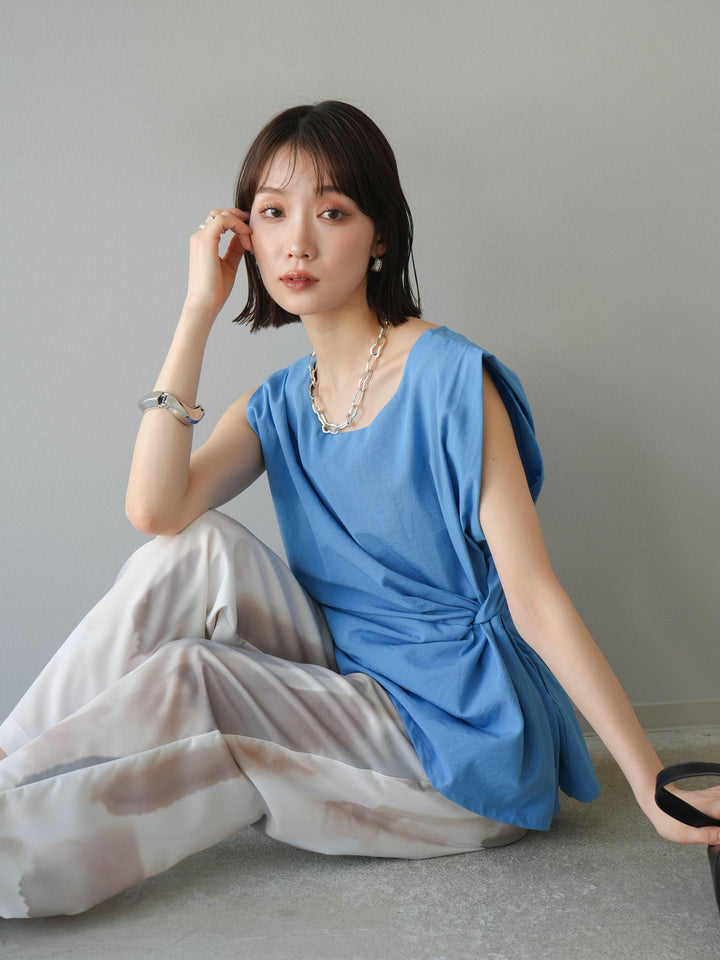 [予約]サイドツイストフレンチトップス/ブルー