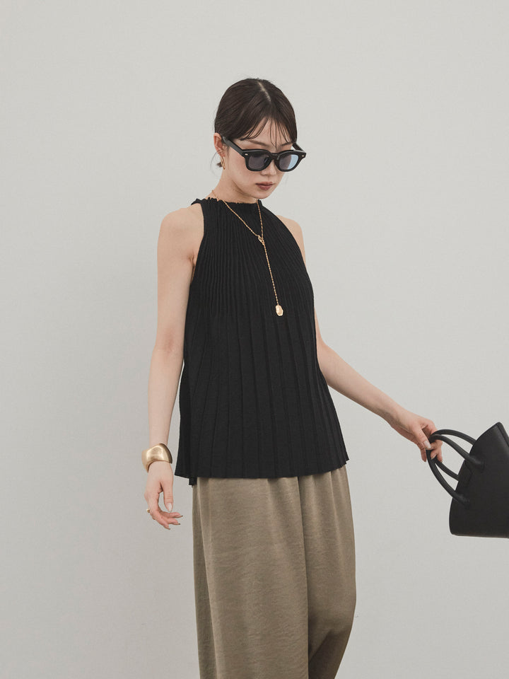 [予約]プリーツニットキャミソール/ブラック