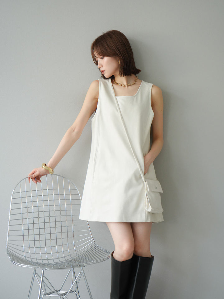 [予約]ショルダーポーチ付スウェードミニワンピース/アイボリー