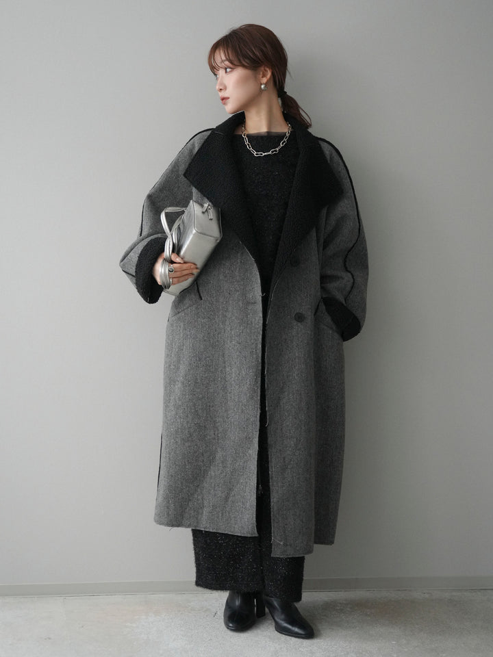 [SET]アウトシーム裏ボアコート+ラメシャギートップス(2set)