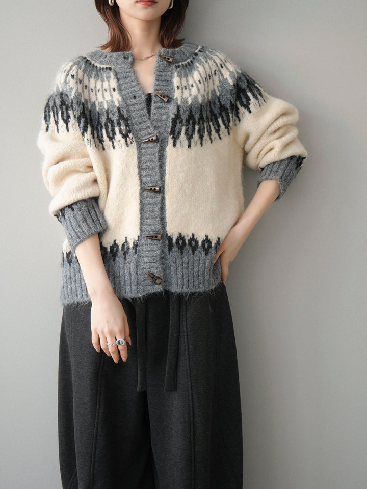 [SET]トグルボタン求心柄ニットカーディガン+選べるアクセセット(2set)