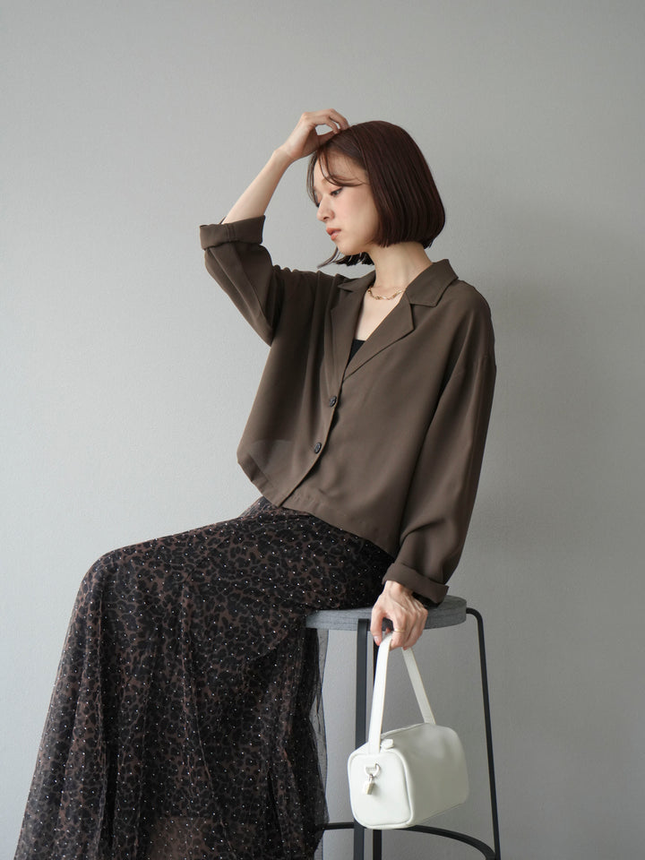 [予約]レーヨンライクショートジャケット/モカ