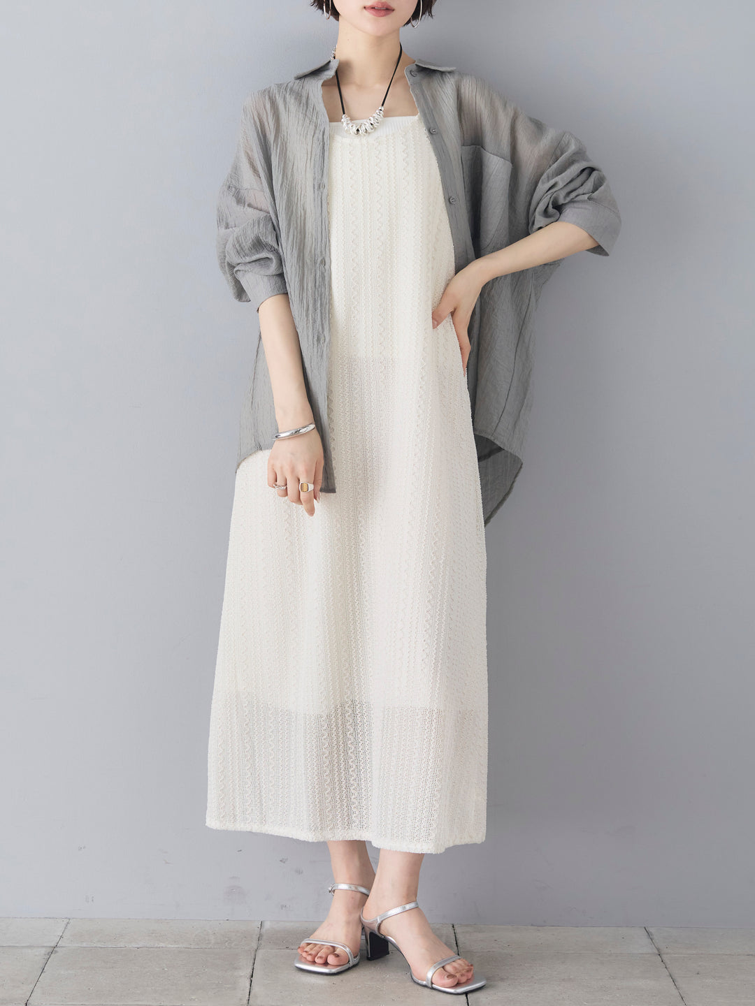 [Pre-order] Willow Sheer LS Shirt/Gray