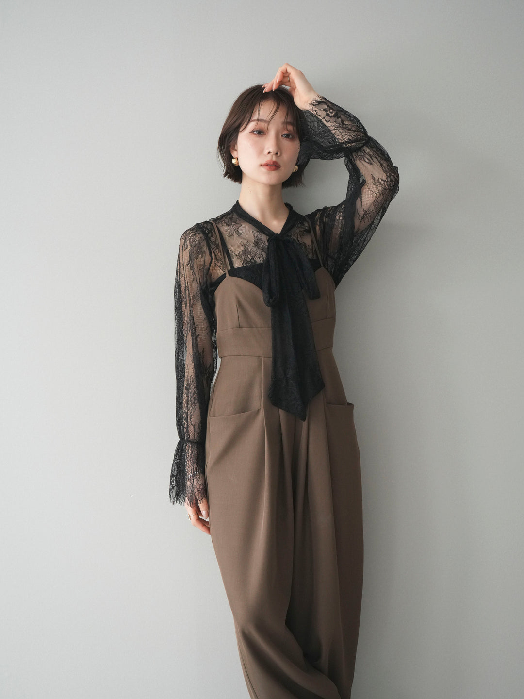 [予約]バックデザインサロペット/brown