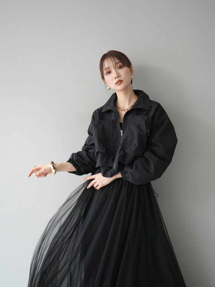 [予約]ポケットデザインショートブルゾン/ブラウン