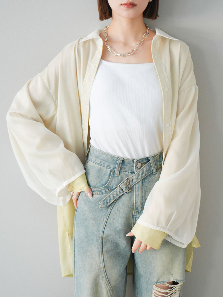 [予約]シアーレイヤードシャツ/オフ