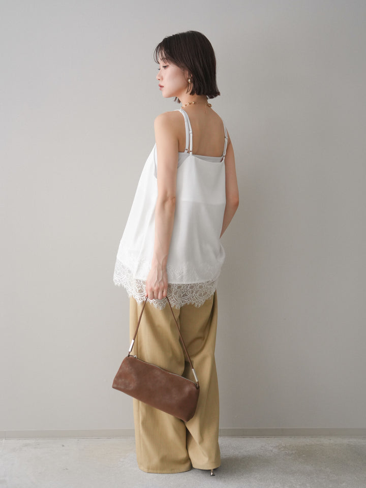 [予約]異素材ドッキングメニータックワイドパンツ/beige