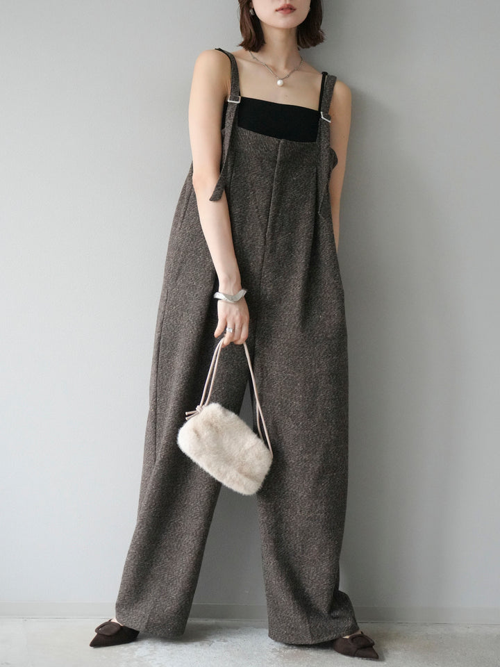 [予約]ツイードベアサロペット/ブラウン