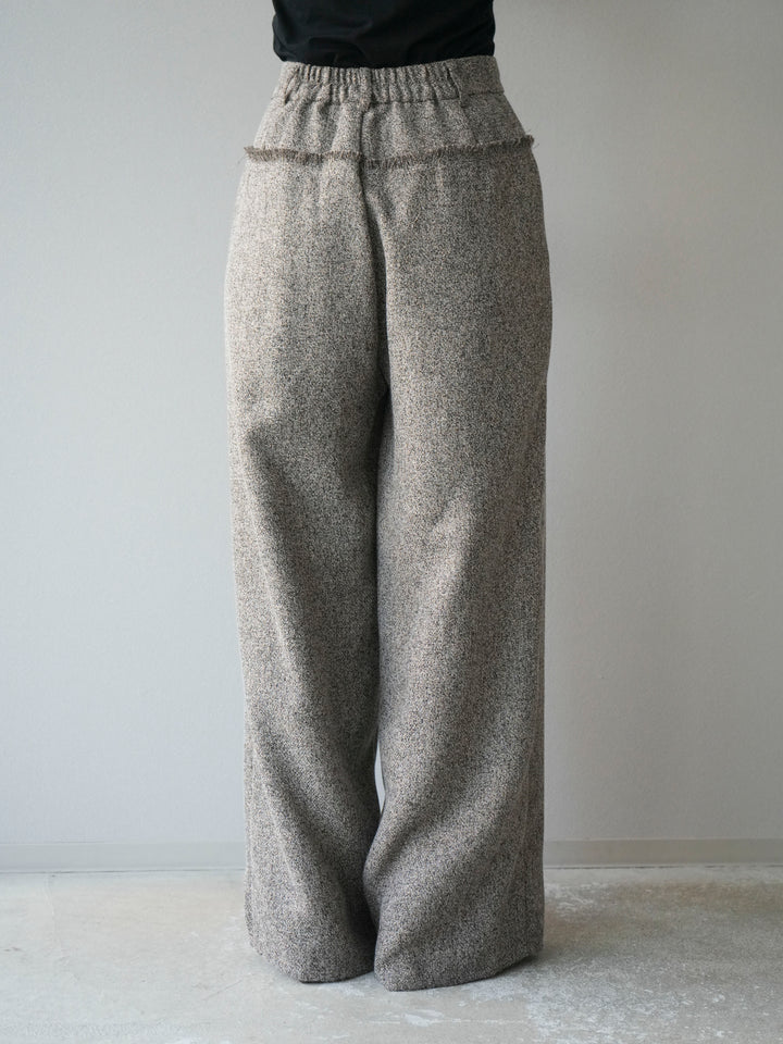 [予約]ウエストフリンジツイードワイドパンツ/ブラウン