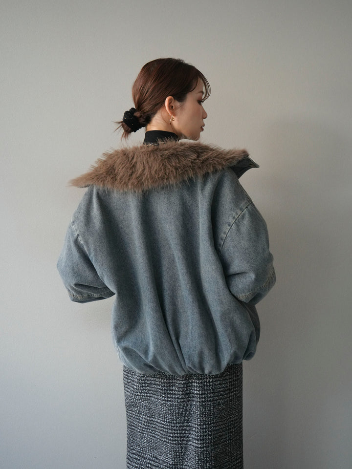 [予約]デニムxファーブルゾン/denimbrown