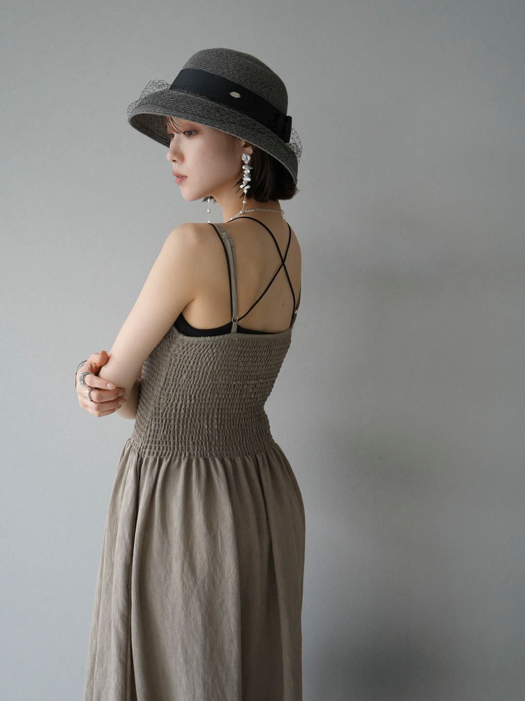 [Pre-order] Gathered Camisole Dress/Khaki