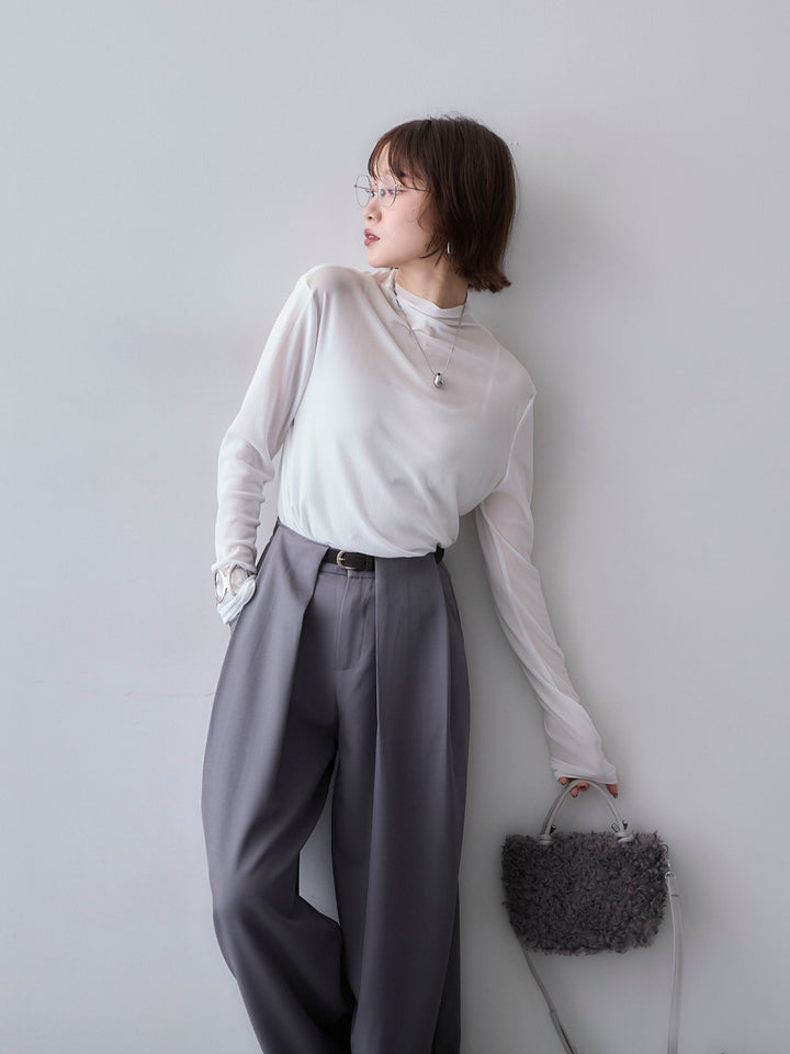 [予約]メッシュボトルネックトップス/offwhite