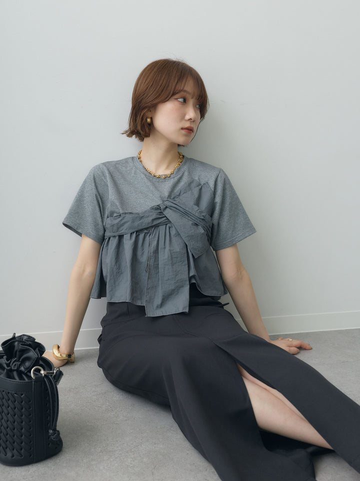[予約]ナイロンドッキングツイストTEE /gray