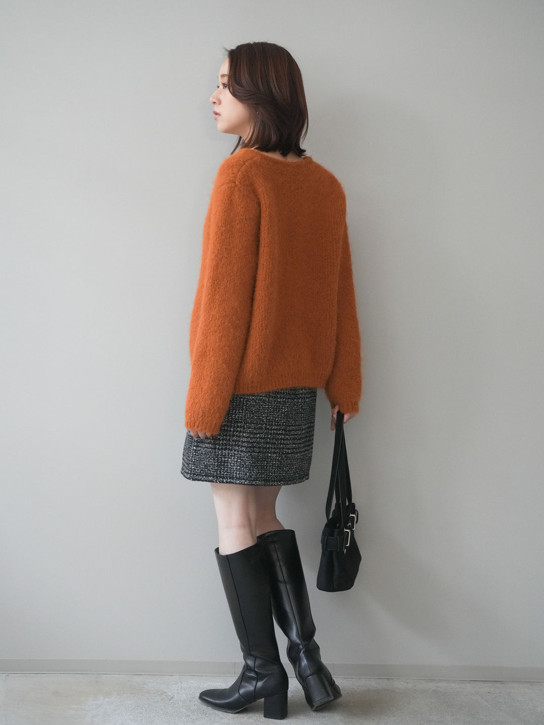 [予約]フロントZIPアソート柄ミニスカート/black