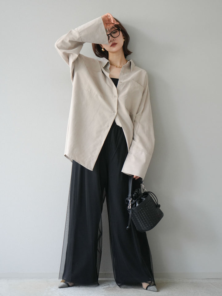 [予約]スエードライクBIGカフスオーバーシャツ/エクリュ