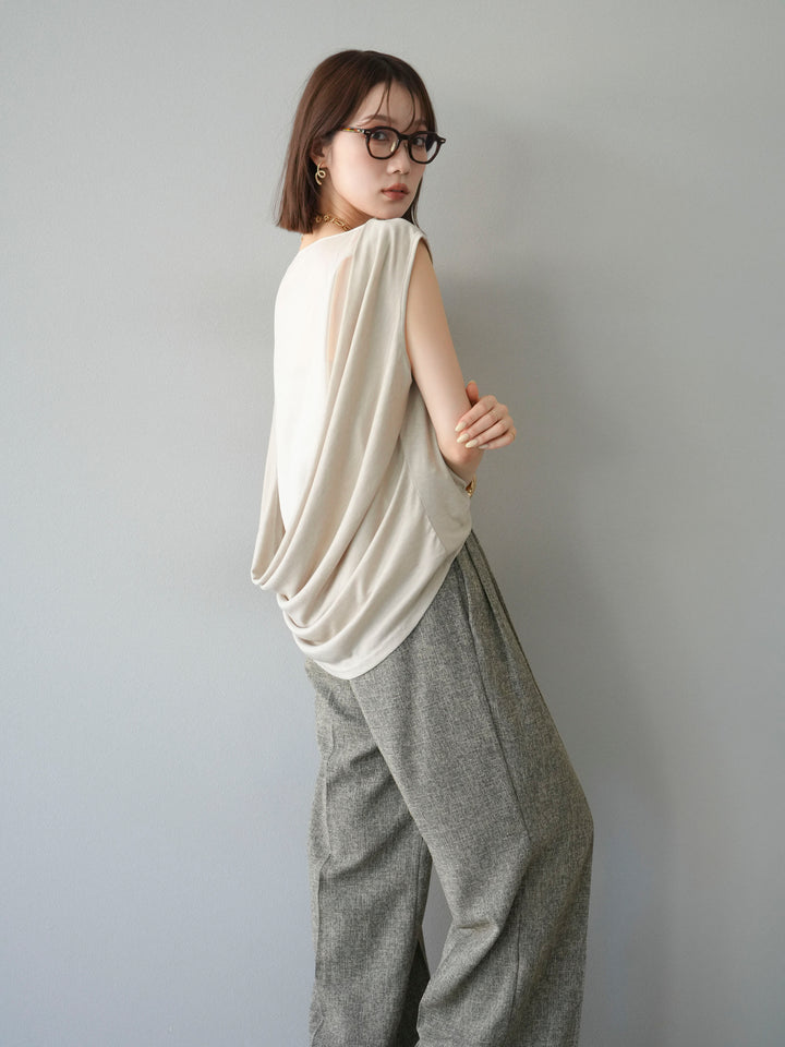 [預訂] 雙向透視層疊垂墜上衣/米色