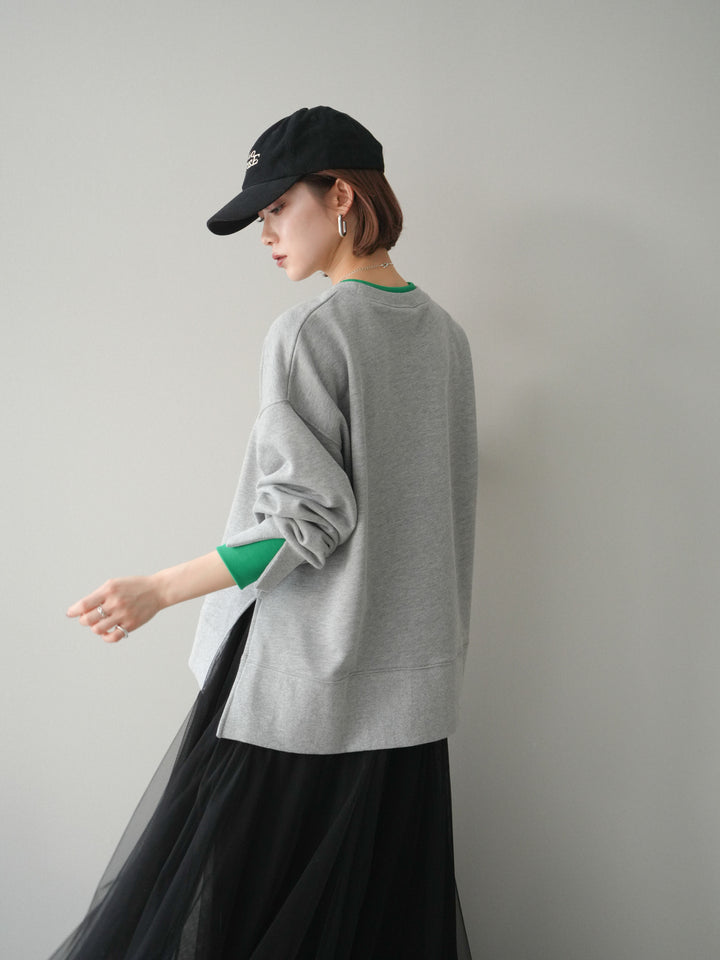 [SET]配色レイヤードデザインスエットプルオーバー+チュールボリュームスカート(2set)