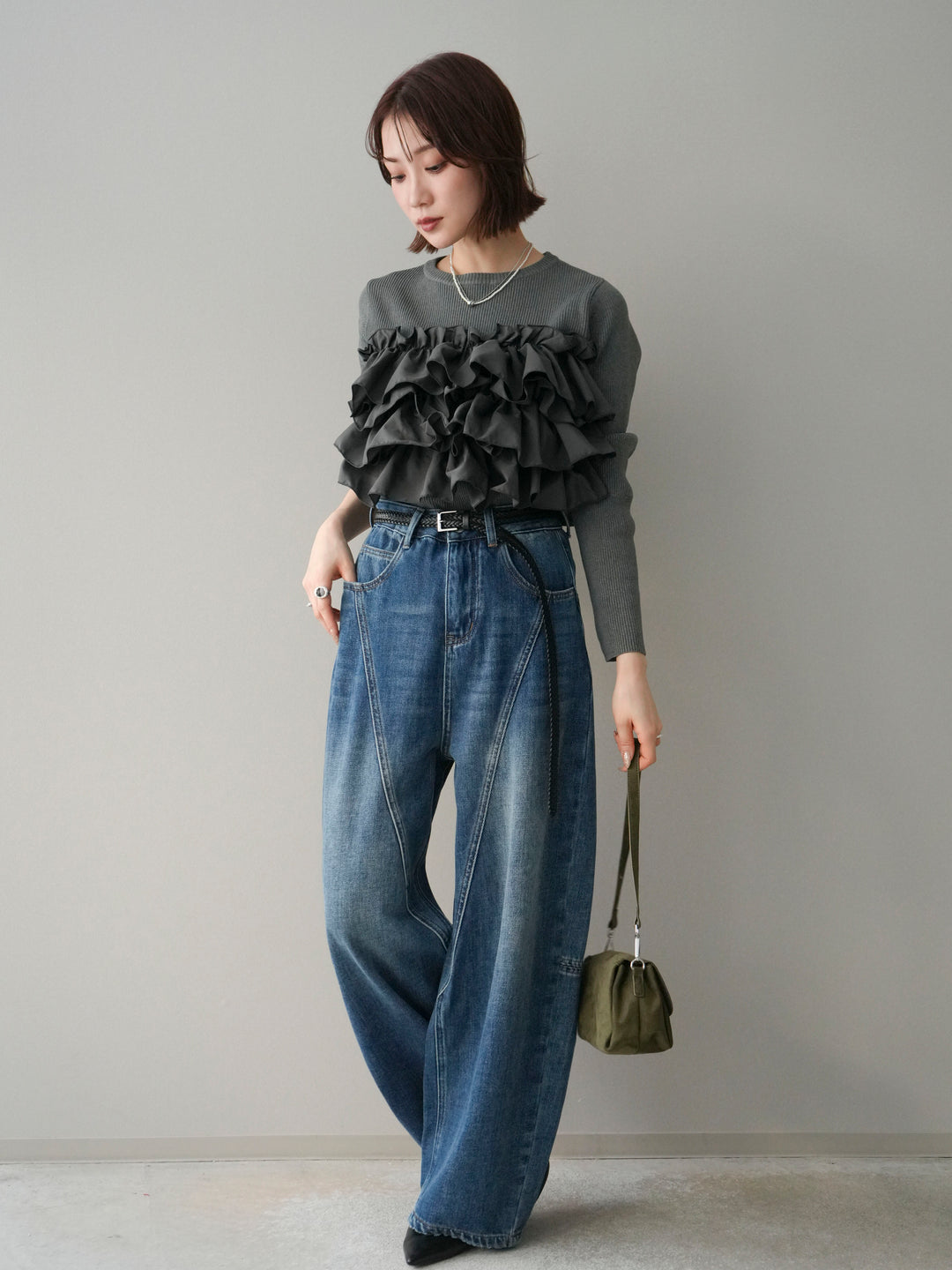 [予約]裏起毛加工デニムカーブパンツ/blue