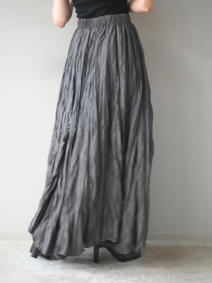 [予約]ワッシャープリーツロングスカート/charcoal