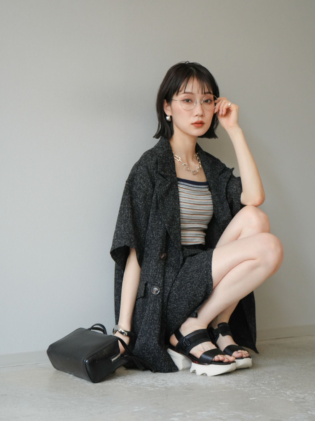 [SET]サマーツイードハーフジャケット+サマーツイードハーフパンツ(2set)