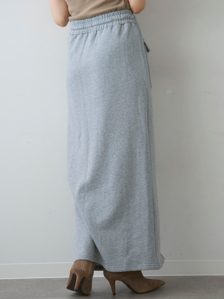 [予約]フロントZIPポケットデザインスウェットスカート/grey